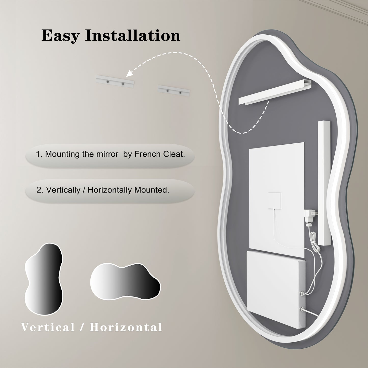 Irregular Bathroom Mirror with Backlit