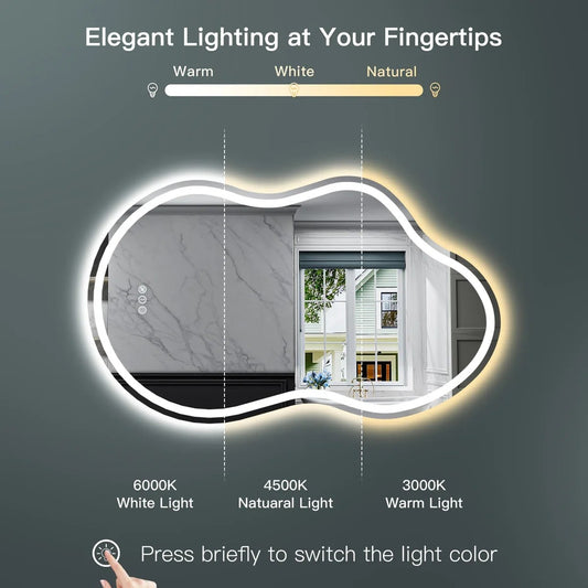 Frameless Irregular LED Bathroom Mirror Front & Backlit