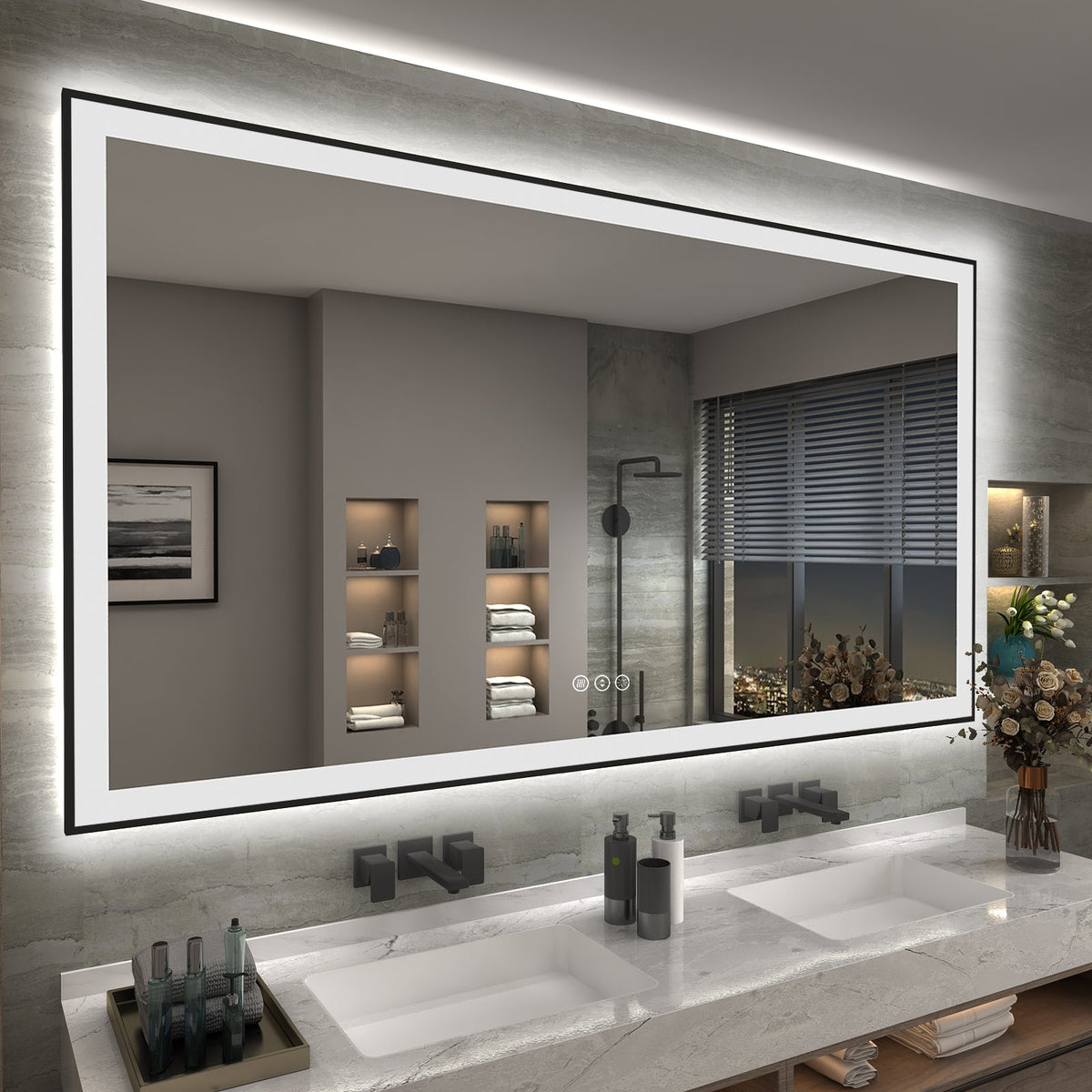 LED Framed Front & Back Lighted broad Mirror