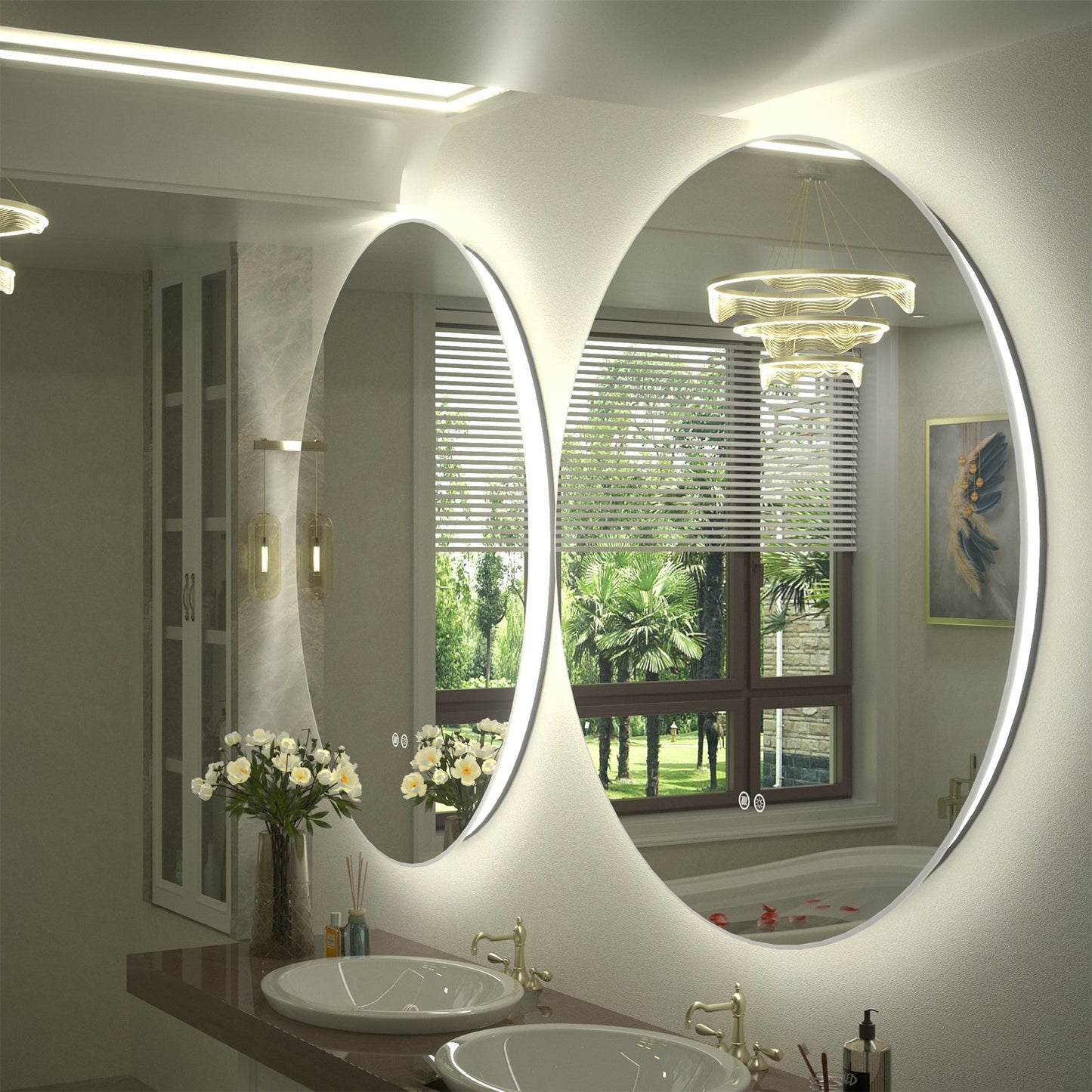 LED Frameless Round Lighted Mirror