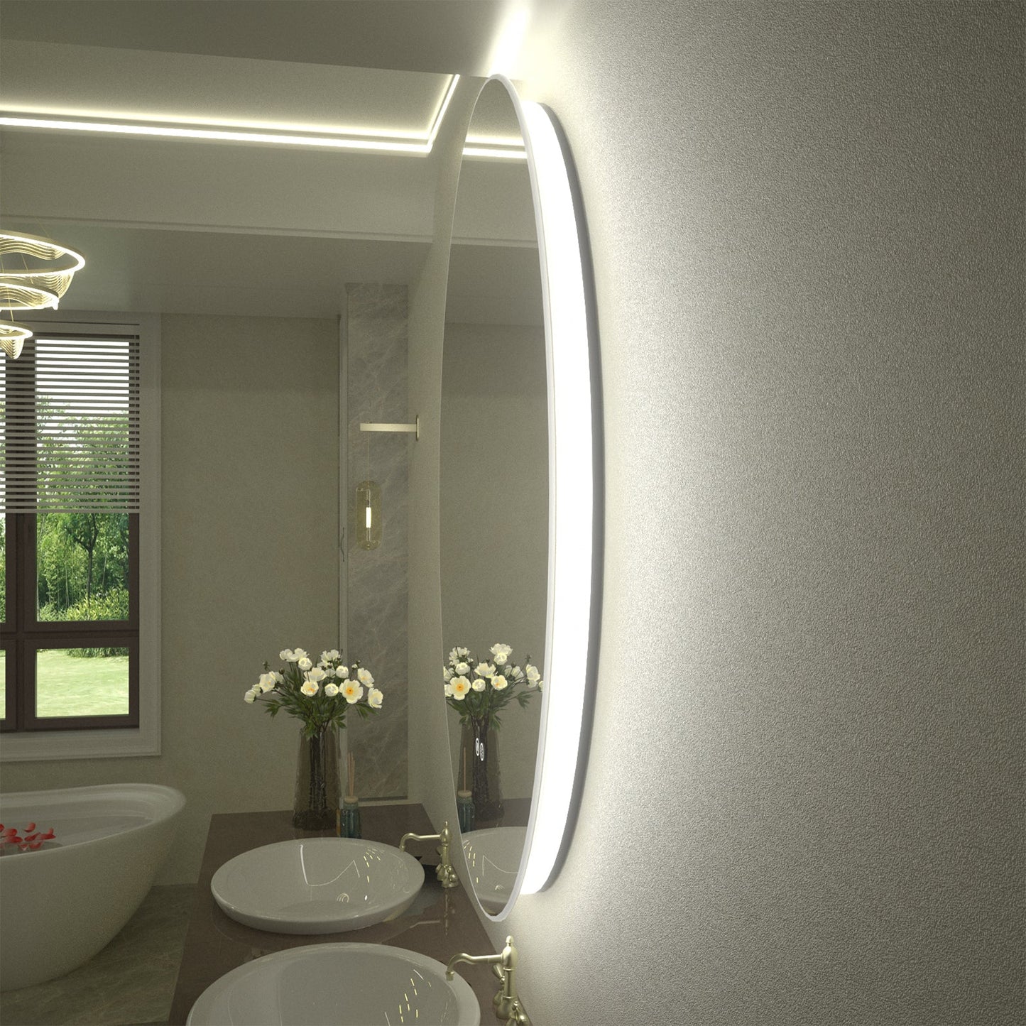 LED Frameless Round Lighted Mirror