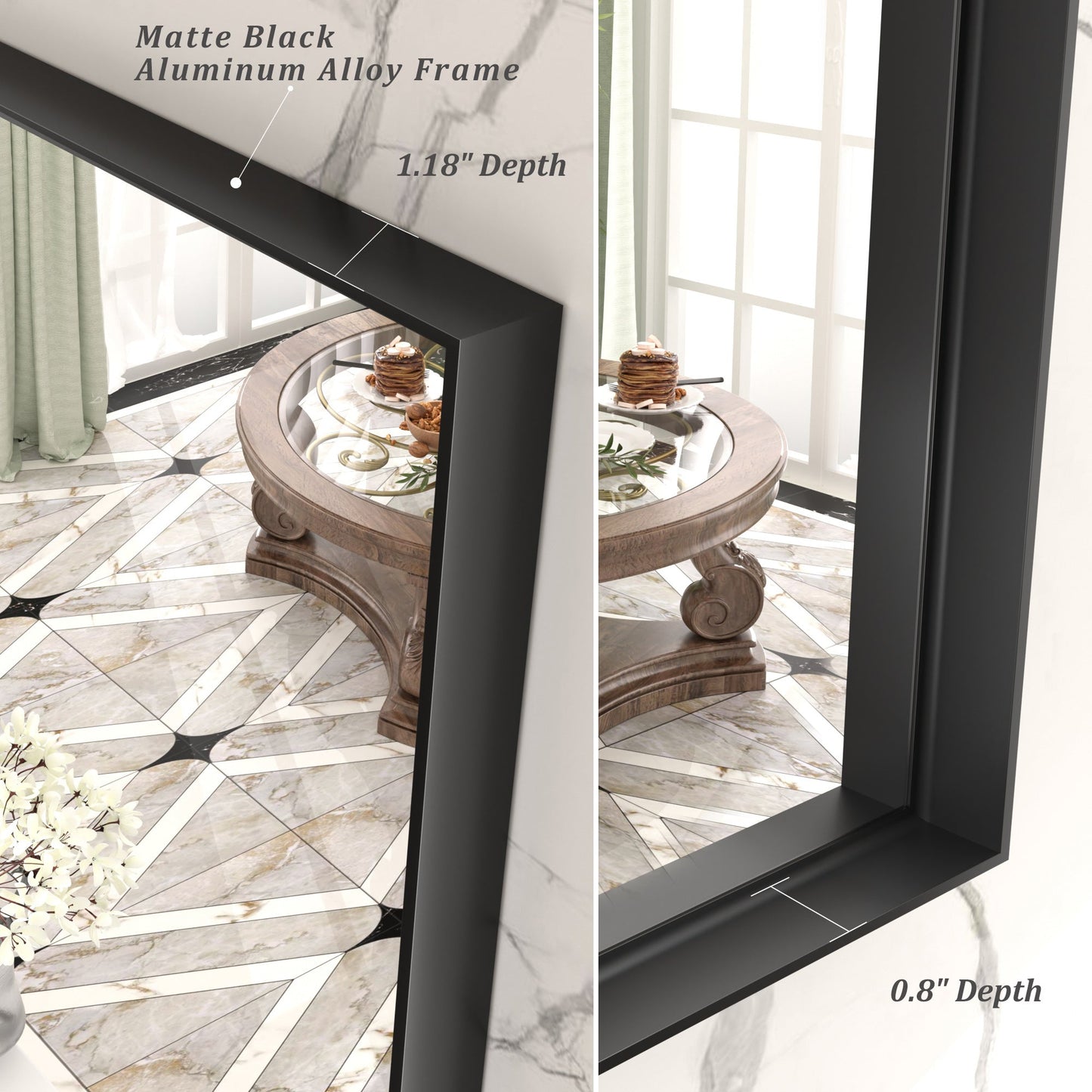 Rectangular Aluminum Alloy Framed Wall Bathroom Vanity Mirror