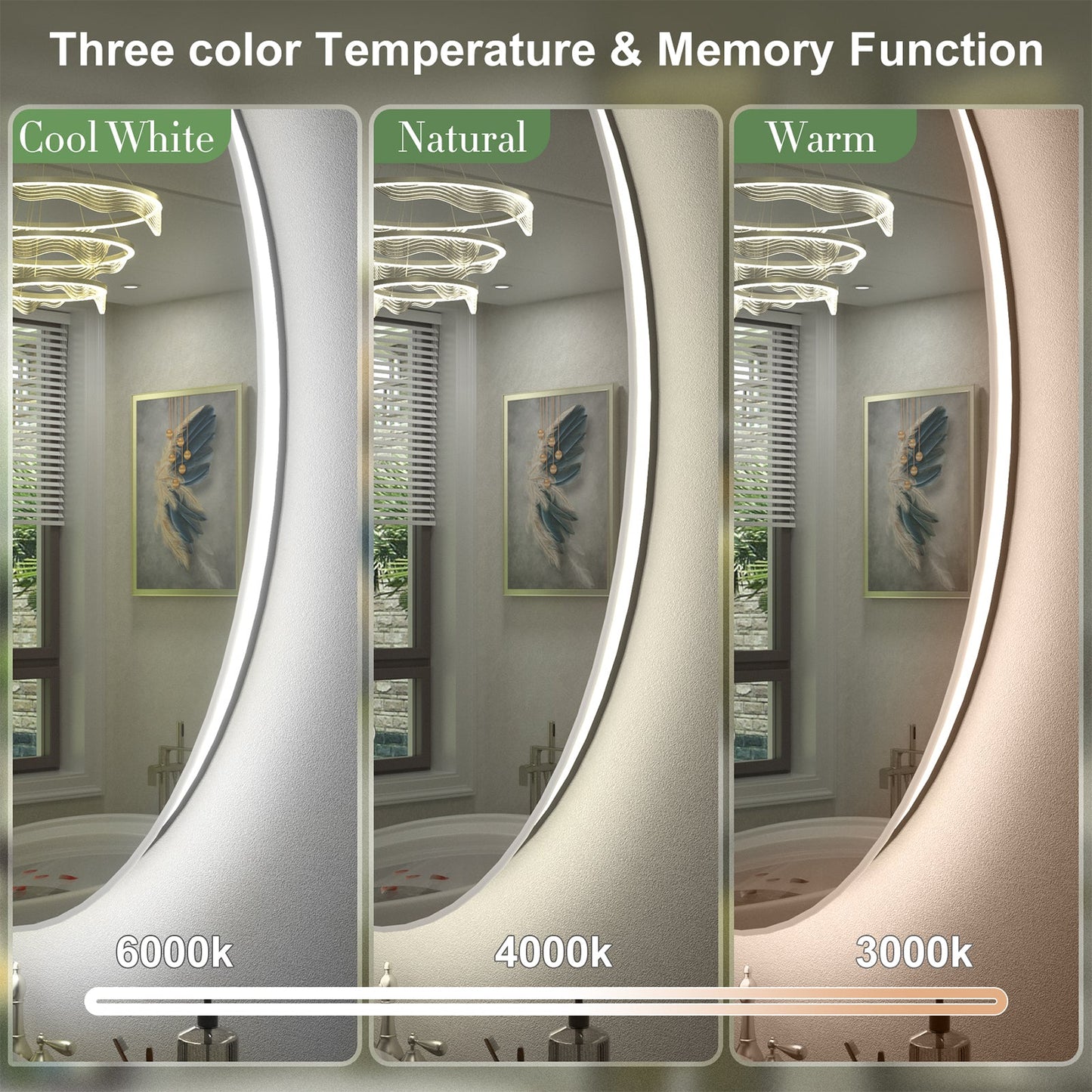 LED Frameless Round Lighted Mirror