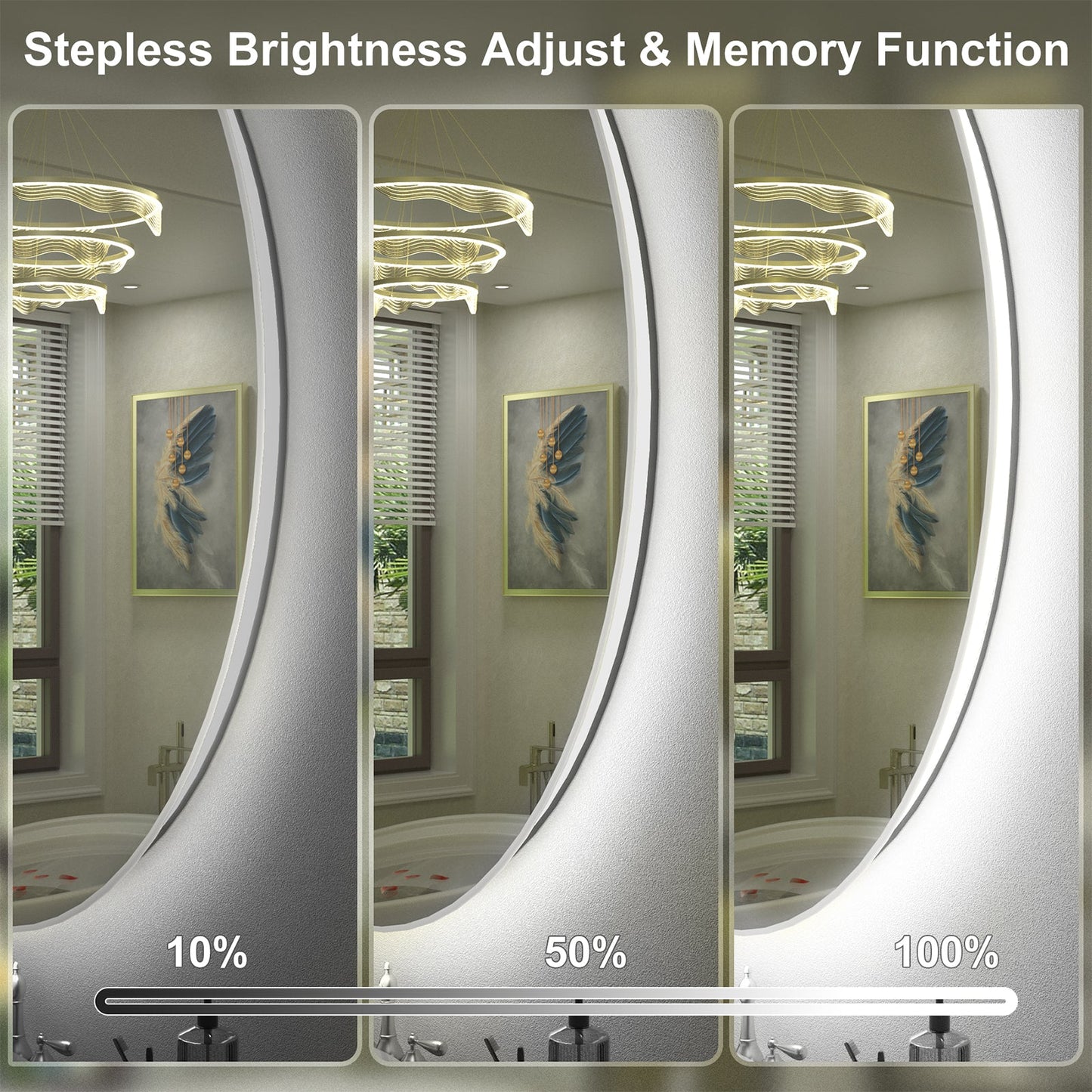 LED Frameless Round Lighted Mirror