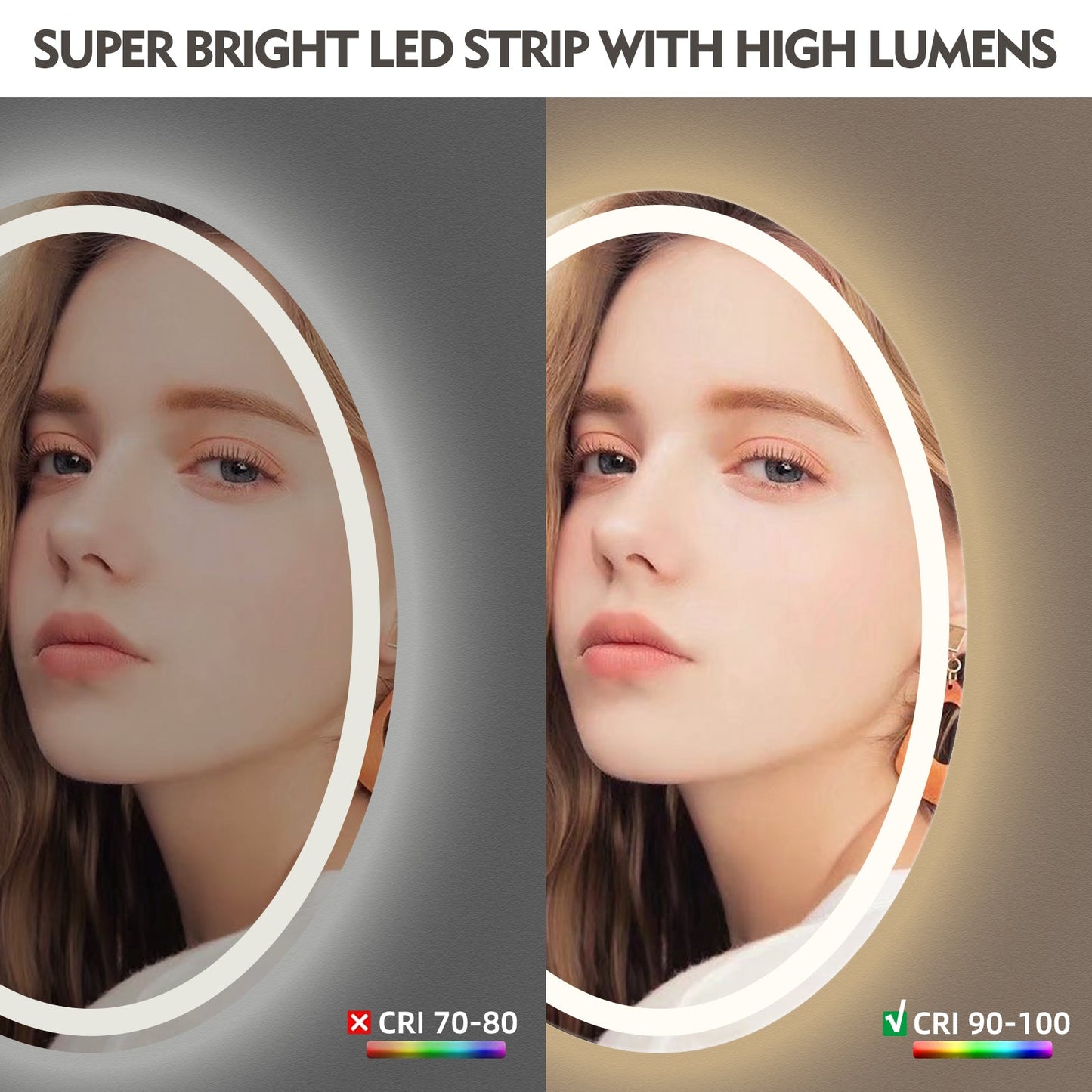 LED Frameless Oval Lighted Mirror