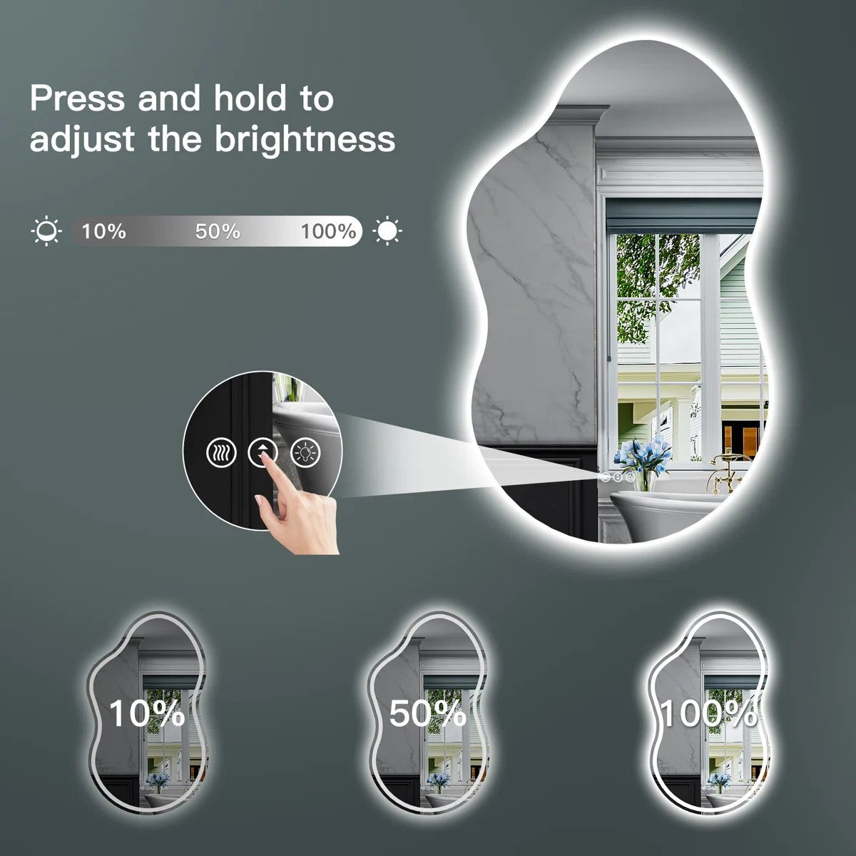 Irregular Bathroom Mirror with Backlit