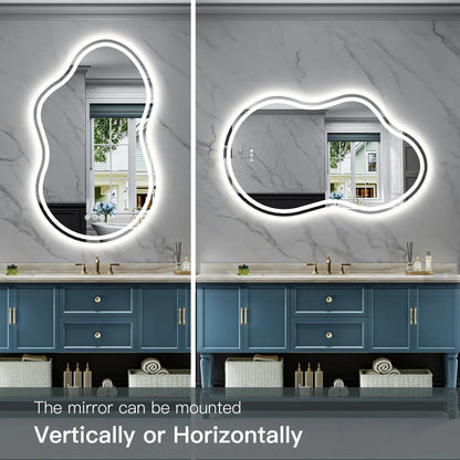 Frameless Irregular LED Bathroom Mirror Front & Backlit