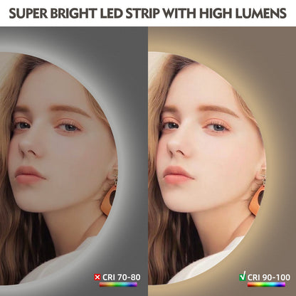 LED Frameless Round Lighted Mirror
