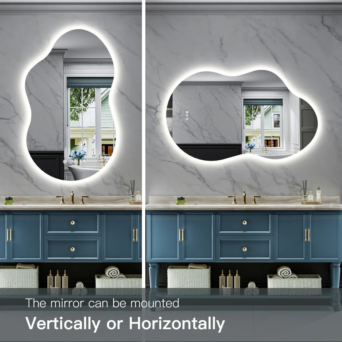 Irregular Bathroom Mirror with Backlit