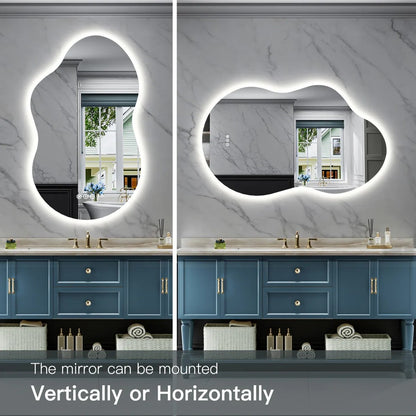 Irregular Bathroom Mirror with Backlit