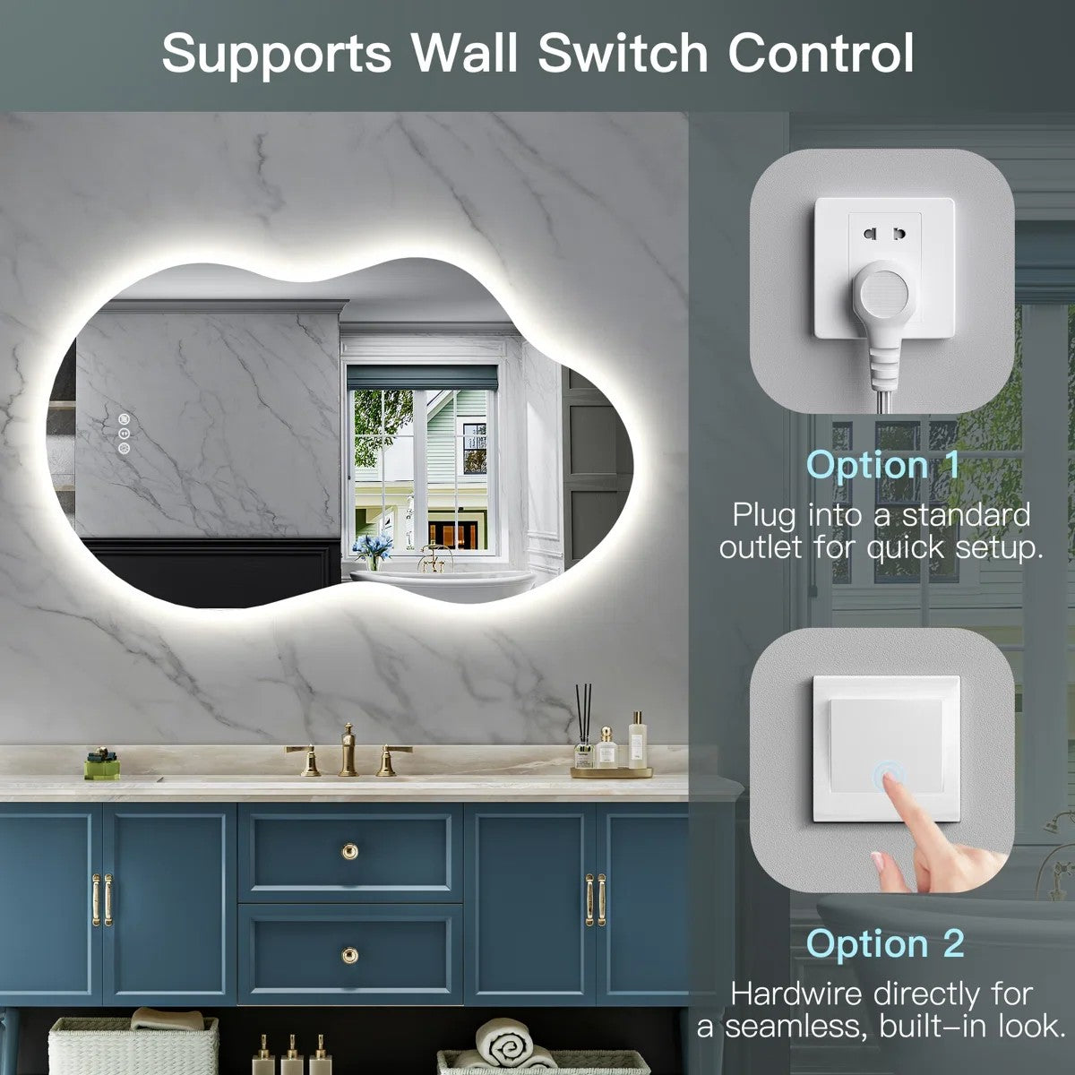 Irregular Bathroom Mirror with Backlit