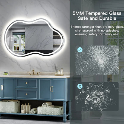 Frameless Irregular LED Bathroom Mirror Front & Backlit