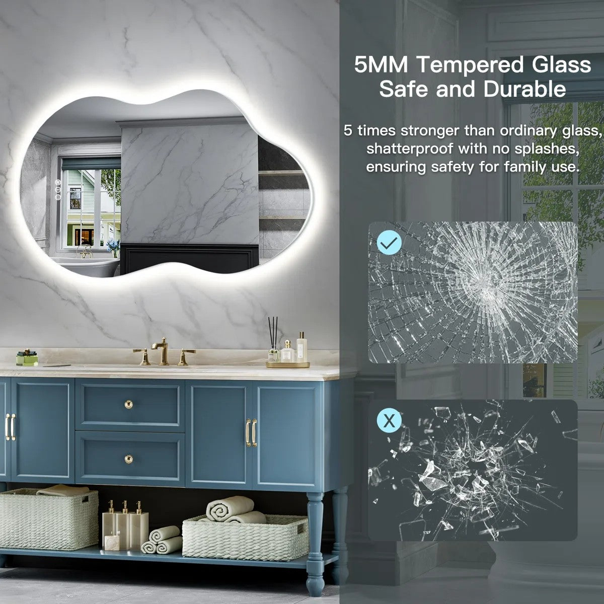 Irregular Bathroom Mirror with Backlit