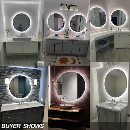 LED Frameless Round Lighted Mirror