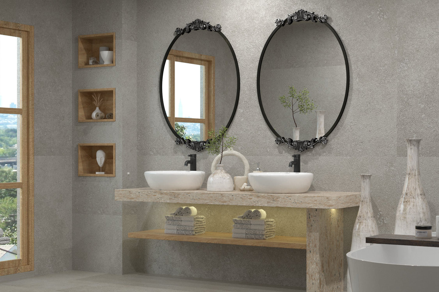 Carved Oval Arch Decorative Wall Mirror
