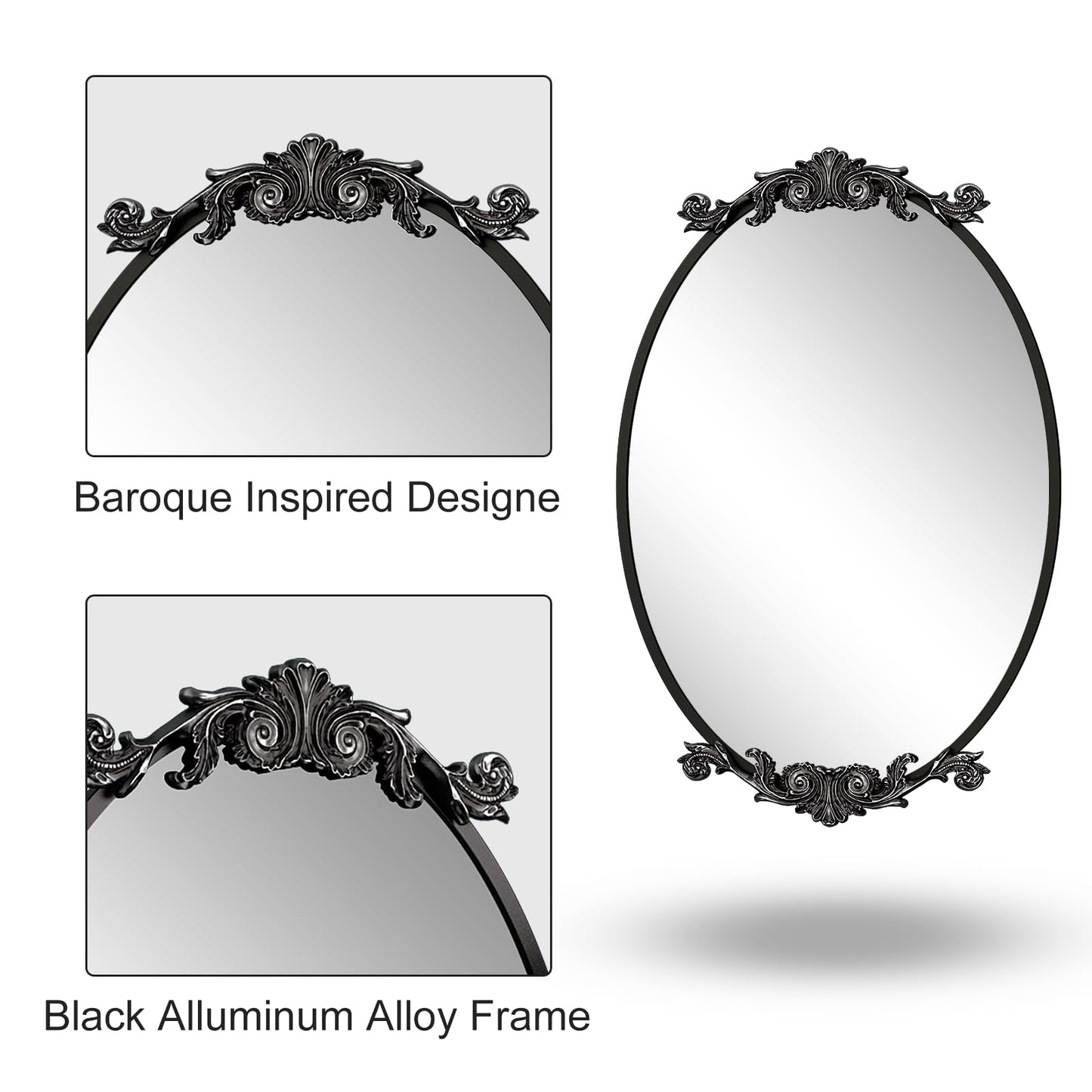 Carved Oval Arch Decorative Wall Mirror