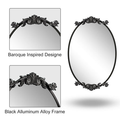 Carved Oval Arch Decorative Wall Mirror