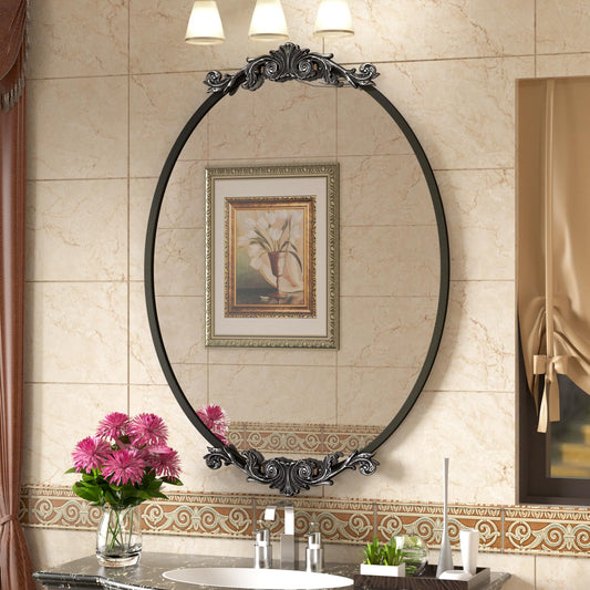 Carved Oval Arch Decorative Wall Mirror