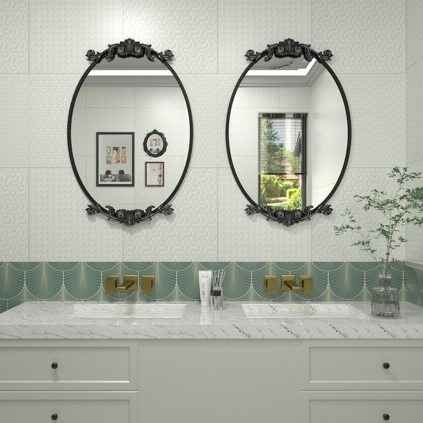 Carved Oval Arch Decorative Wall Mirror