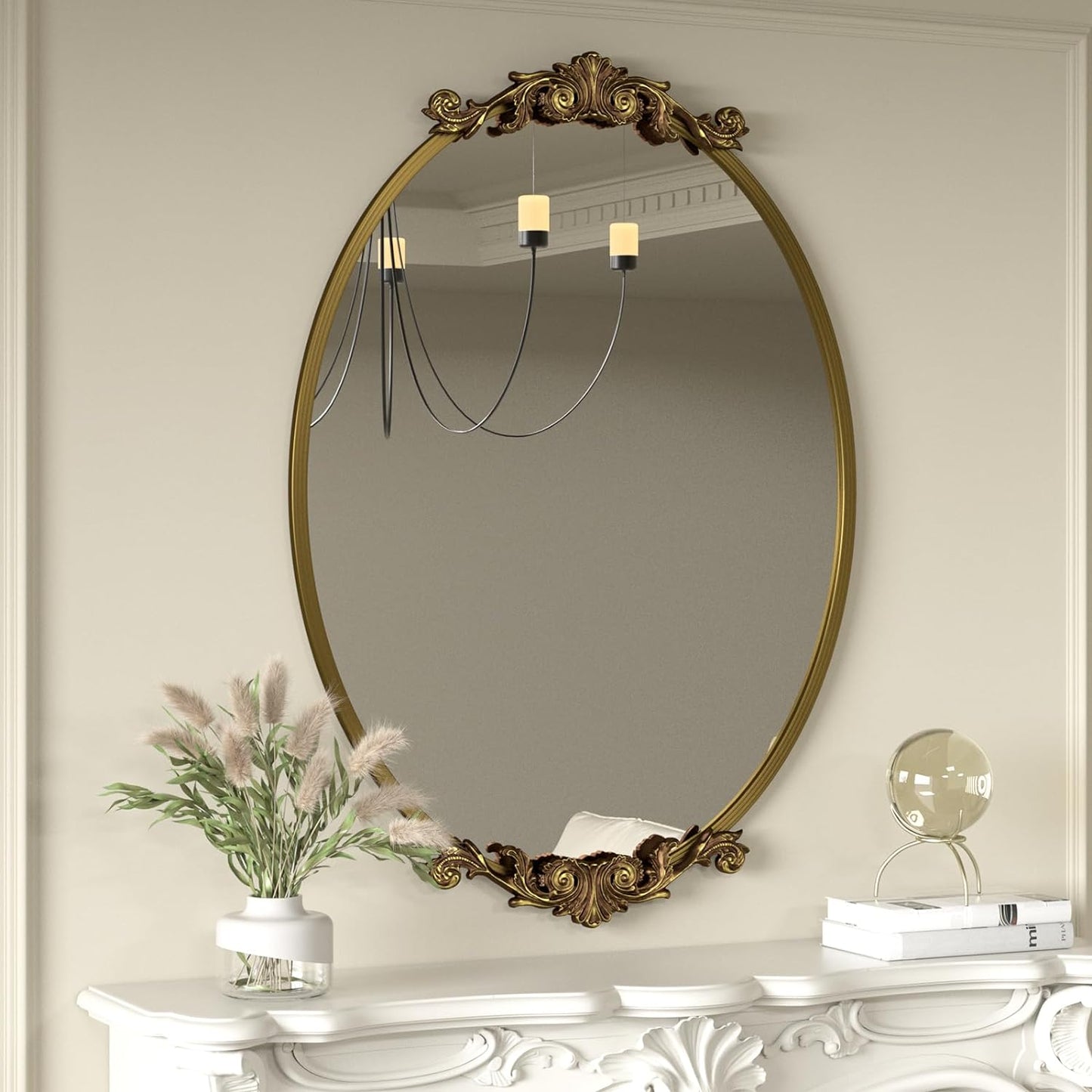 Carved Oval Arch Decorative Wall Mirror