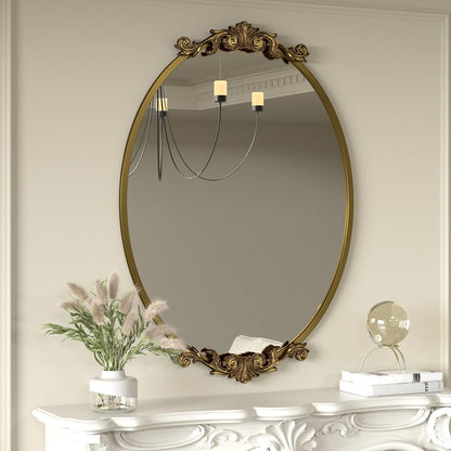 Carved Oval Arch Decorative Wall Mirror