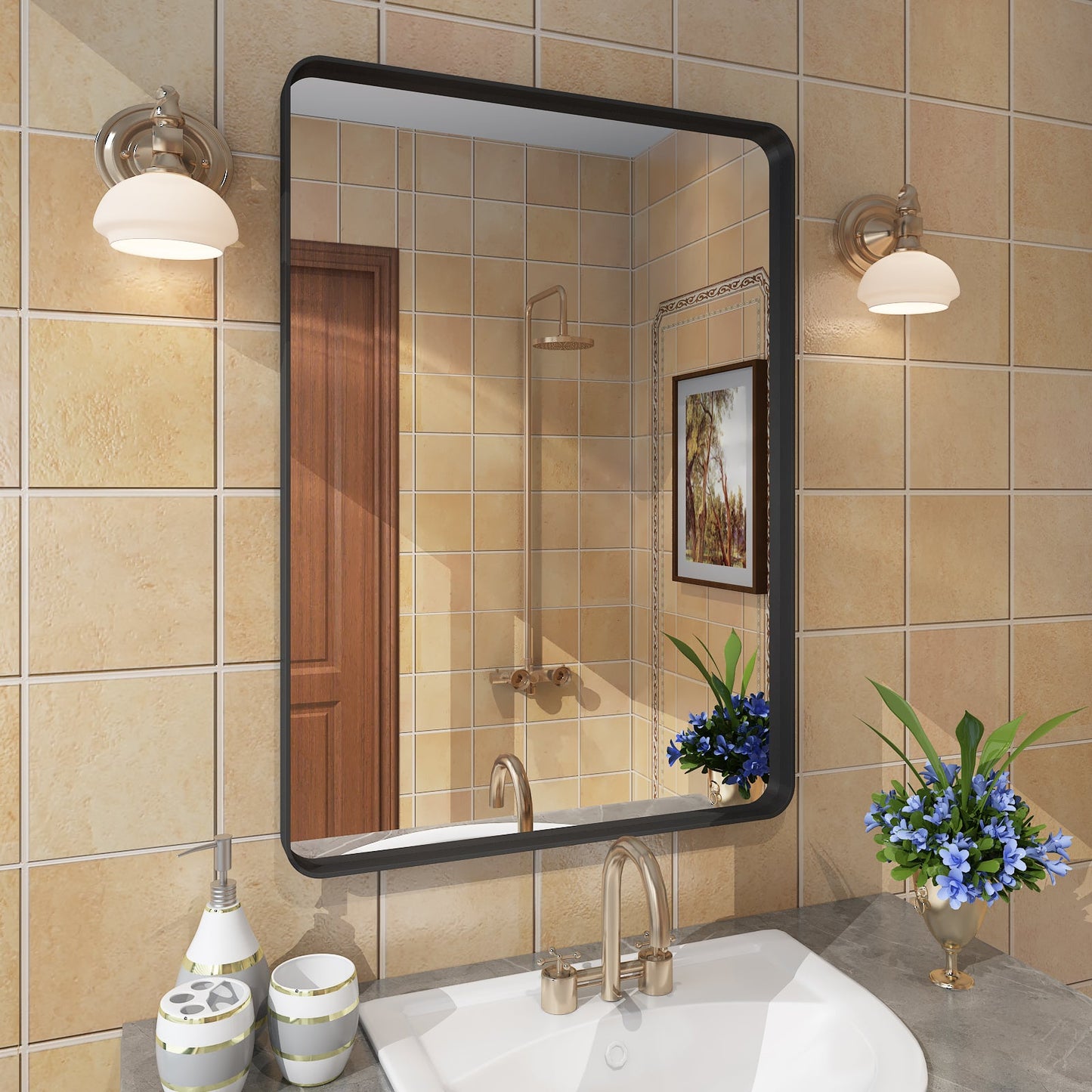 Framed Rectangle Wall Decor Mirror