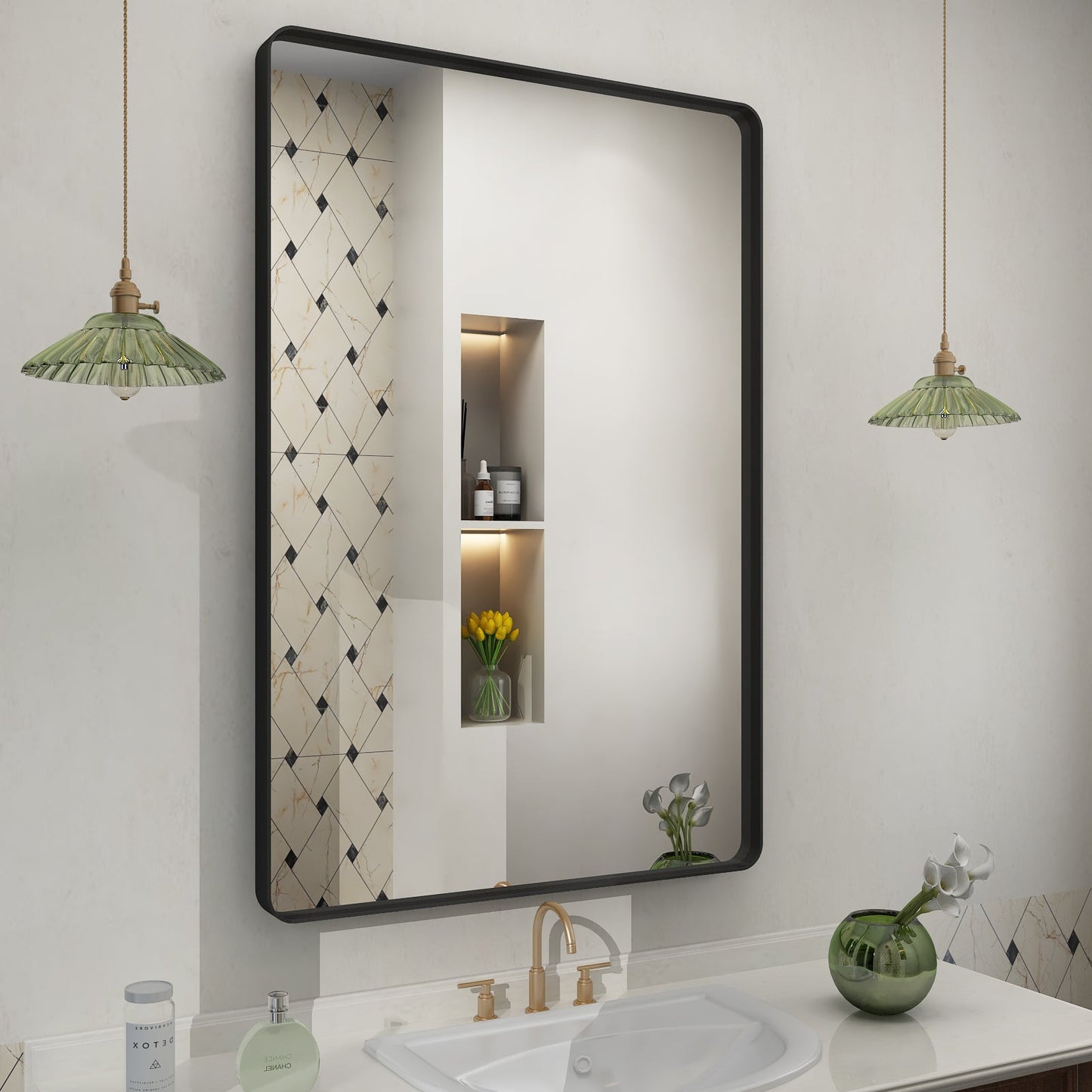 Framed Rectangle Wall Decor Mirror White