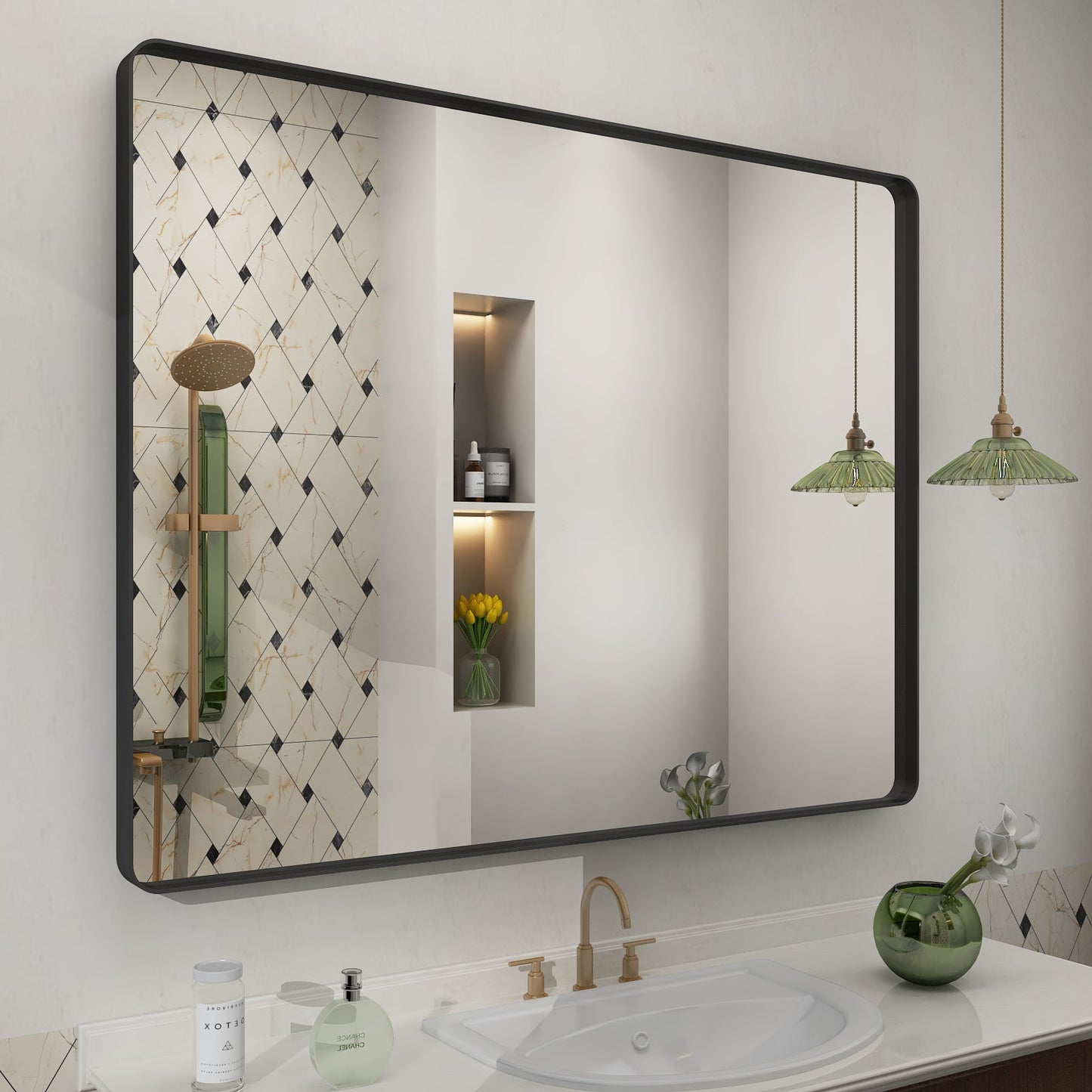 Framed Rectangle Wall Decor Mirror White