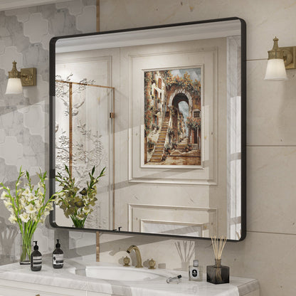 Framed Rectangle Wall Decor Mirror White
