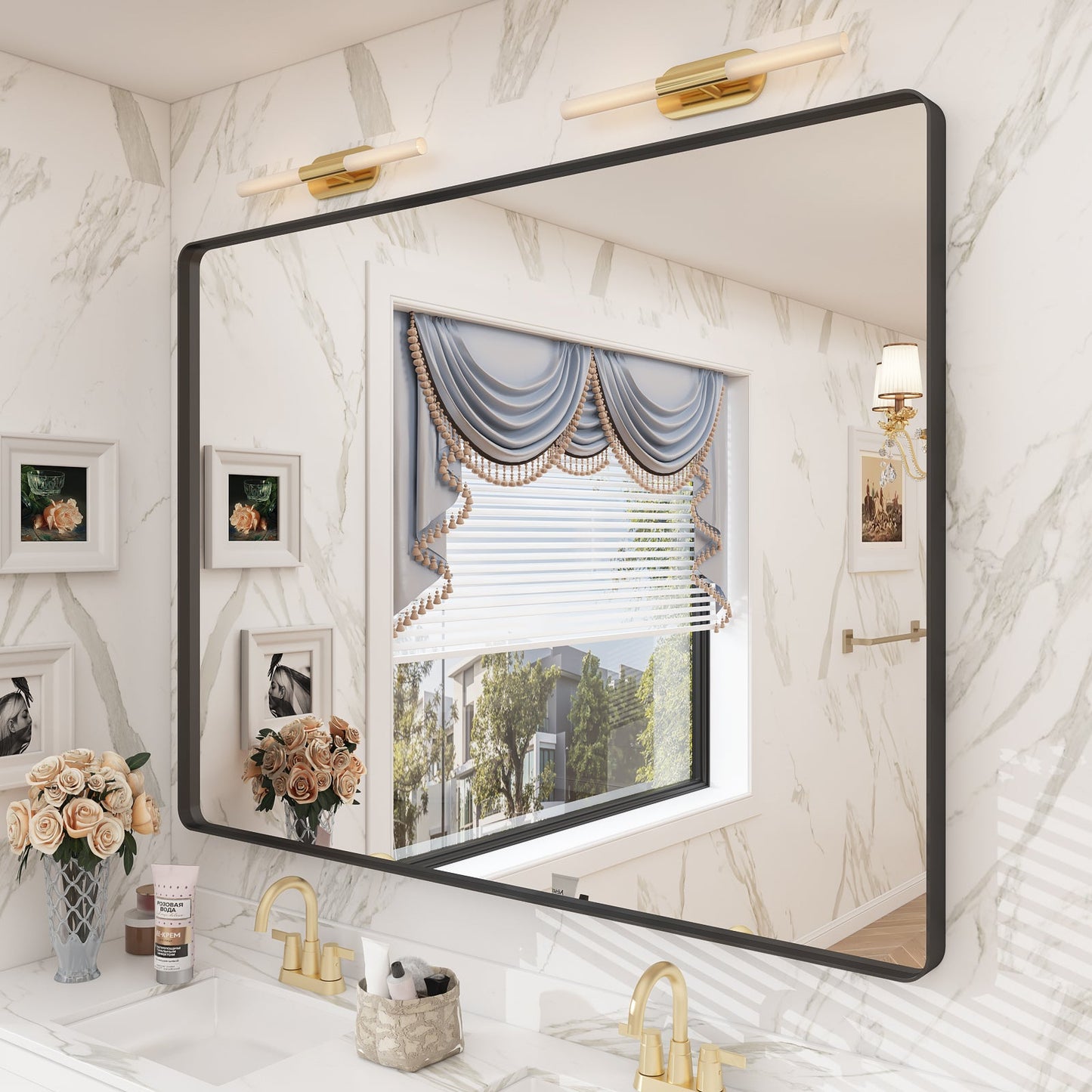 Framed Rectangle Wall Decor Mirror White