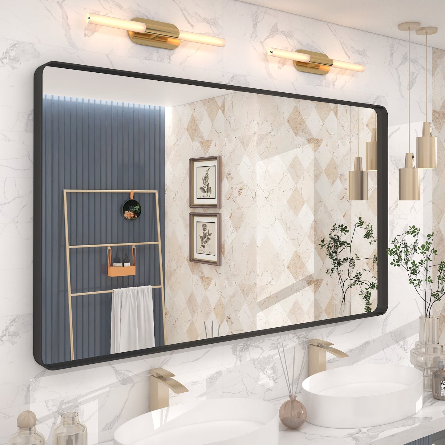 Framed Rectangle Wall Decor Mirror White
