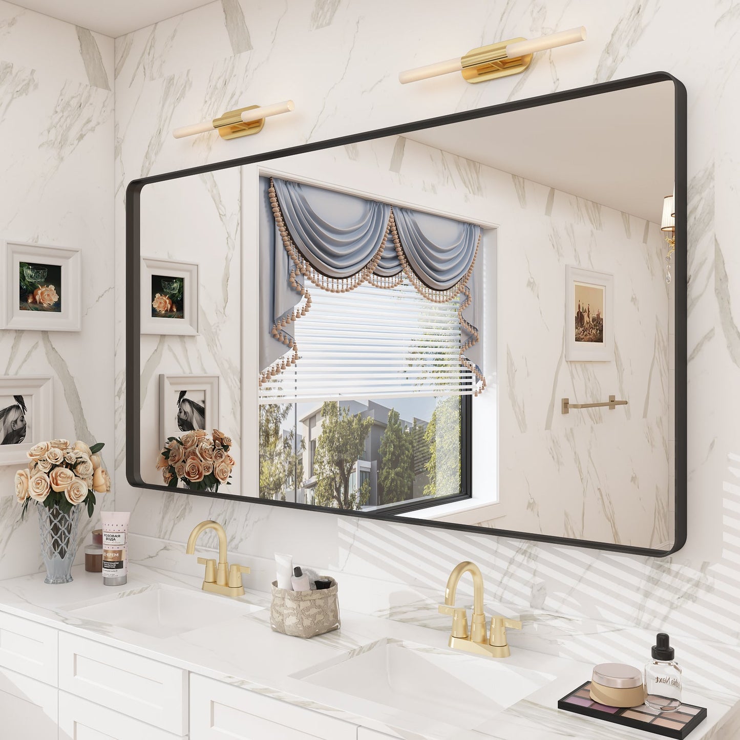 Framed Rectangle Wall Decor Mirror White