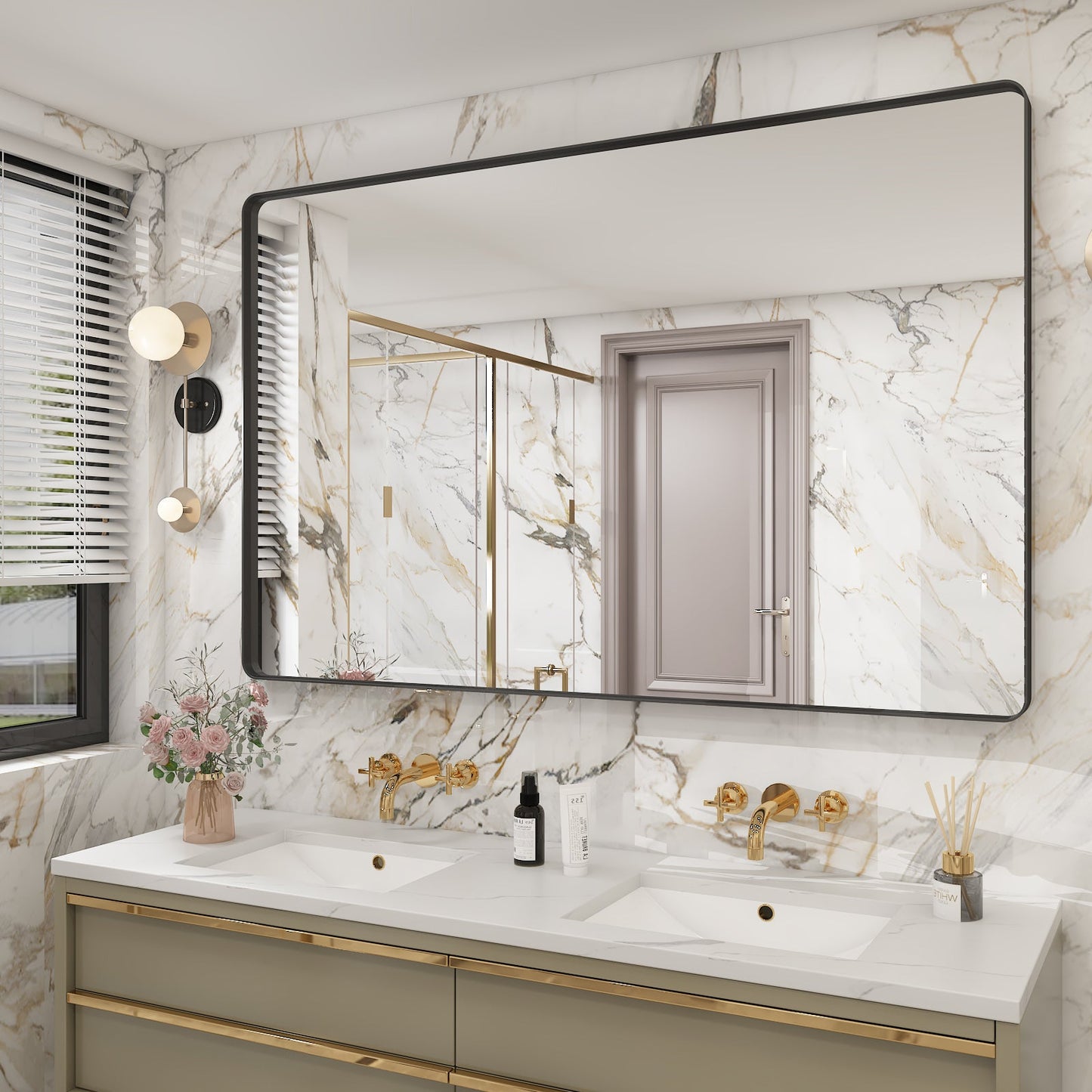 Framed Rectangle Wall Decor Mirror White