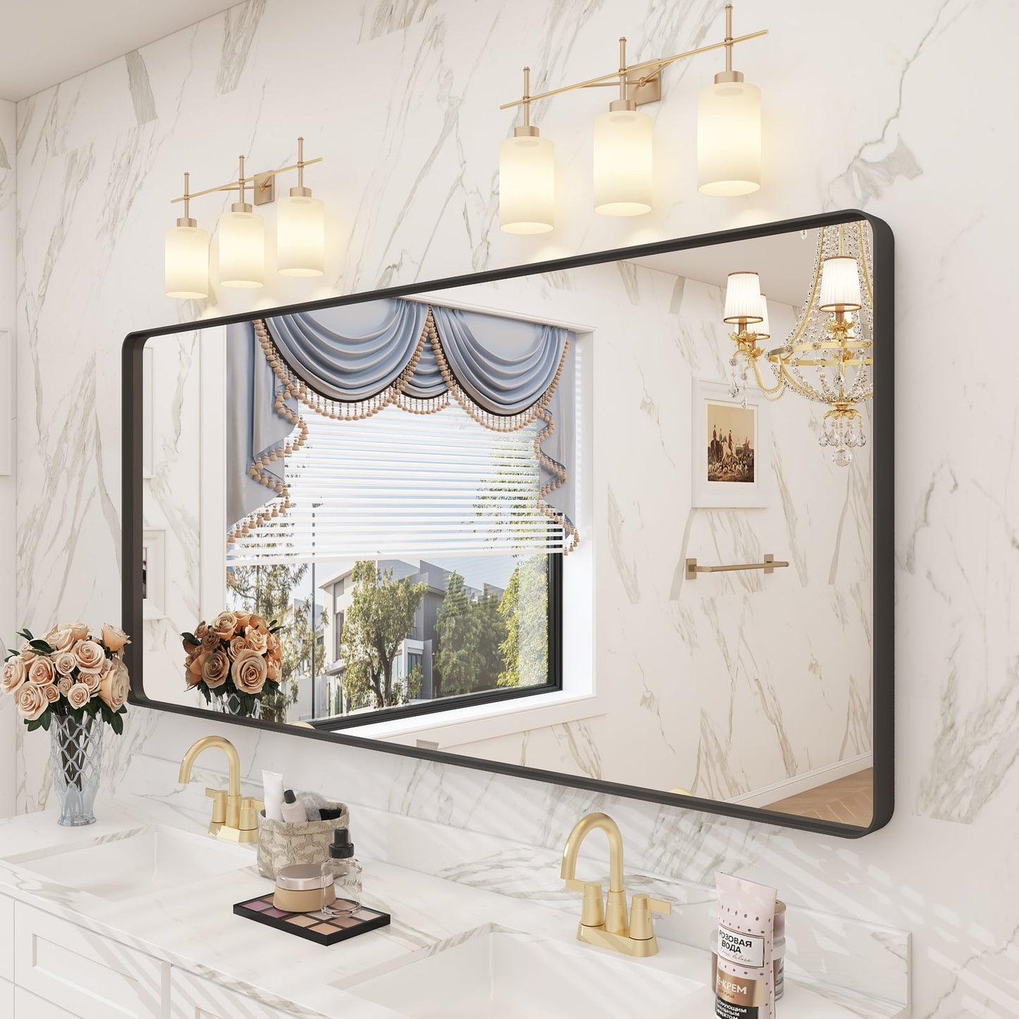 Framed Rectangle Wall Decor Mirror White
