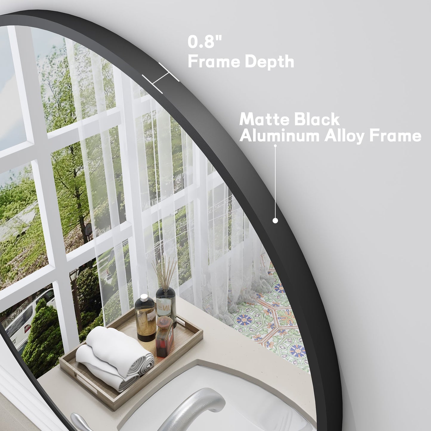 Framed Round Wall Decor Mirror