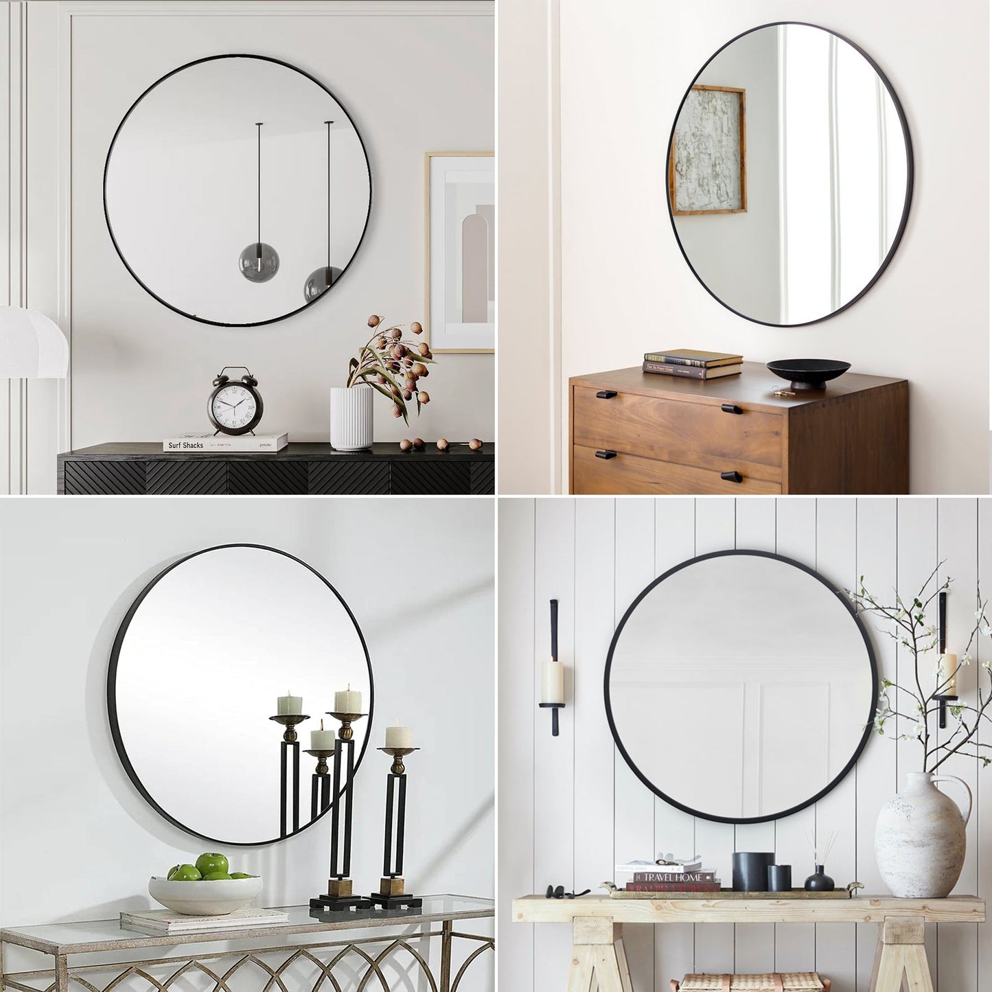 Framed Round Wall Decor Mirror