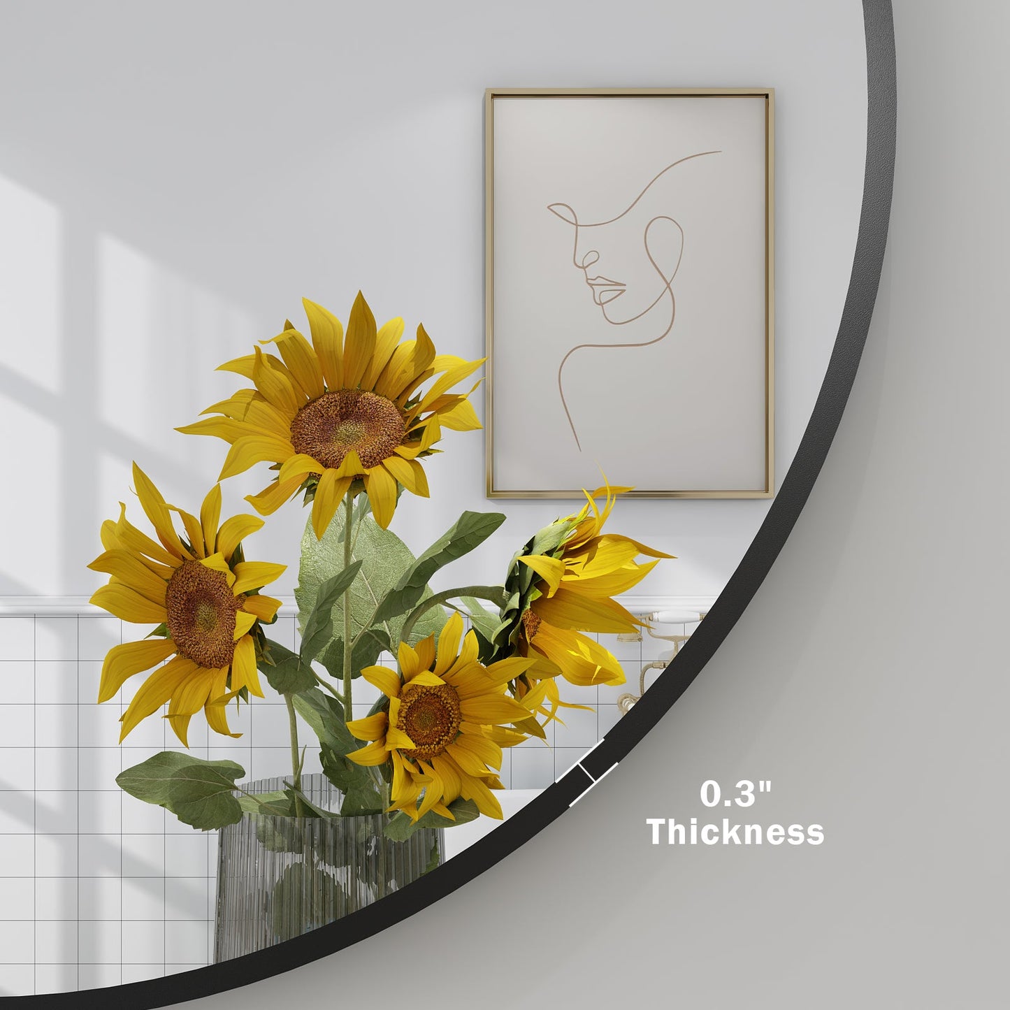 Framed Round Wall Decor Mirror