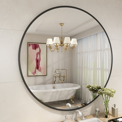 Framed Round Wall Decor Mirror