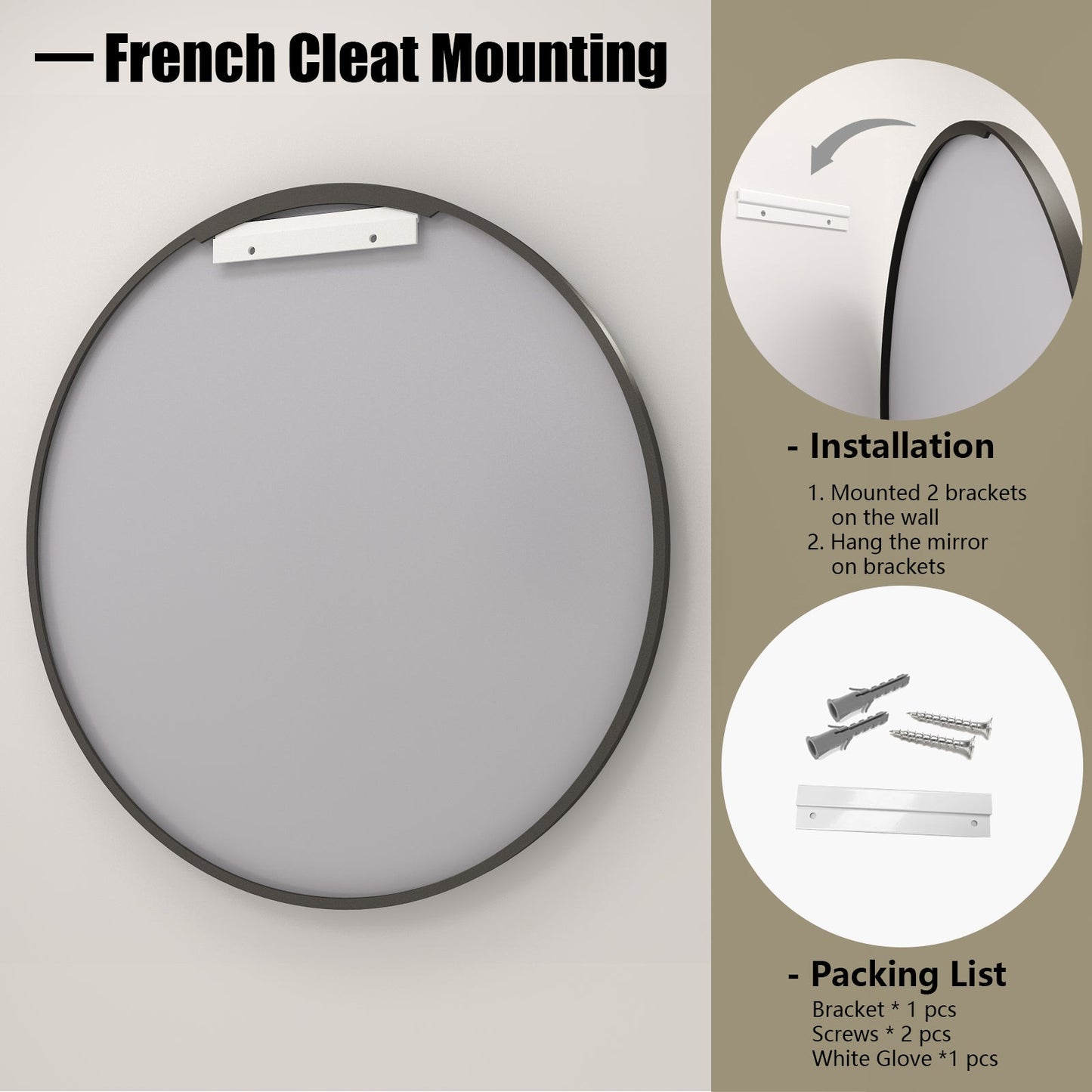 Framed Round Wall Decor Mirror