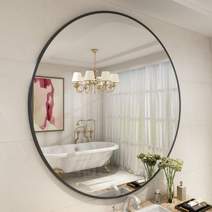 Framed Round Wall Decor Mirror
