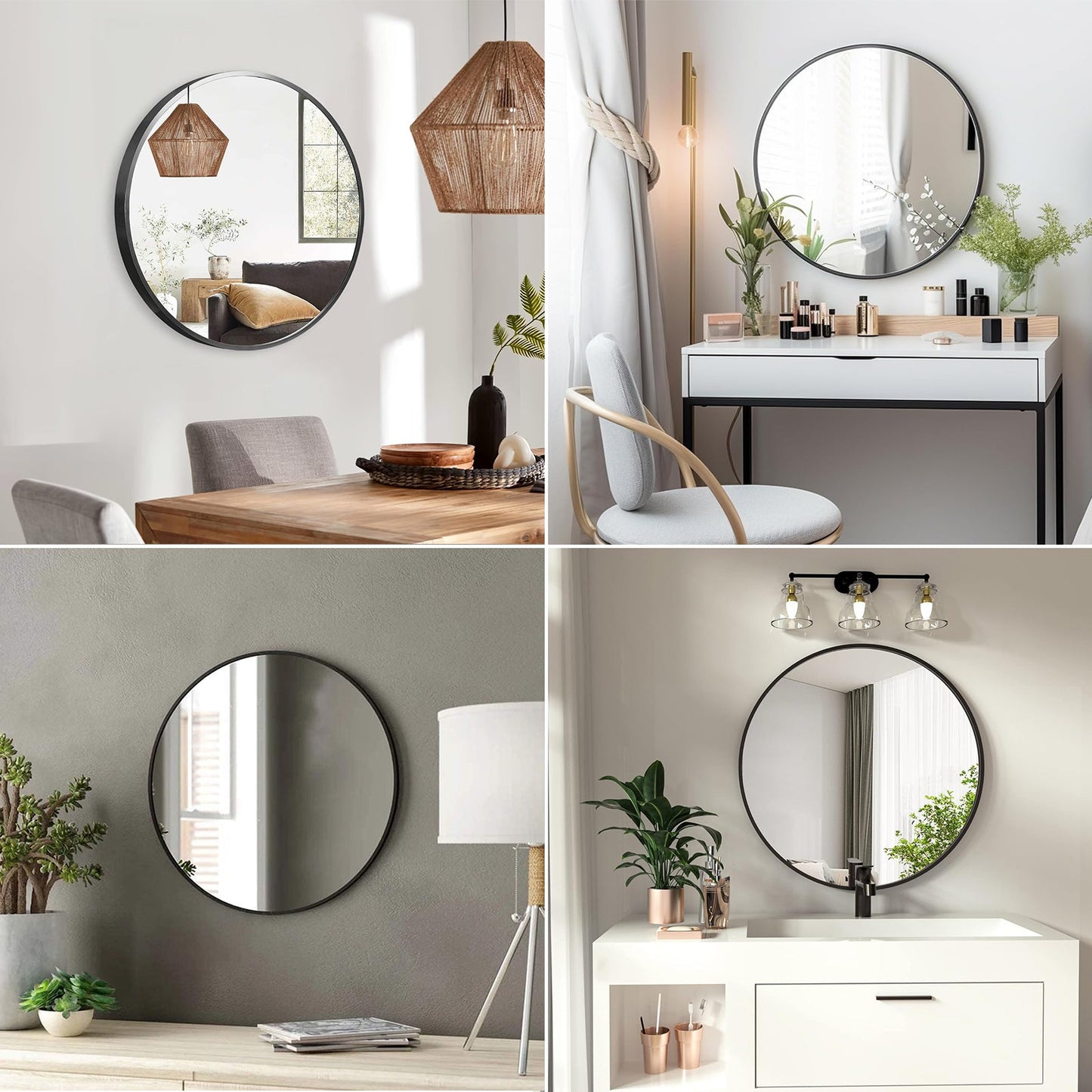 Framed Round Wall Decor Mirror