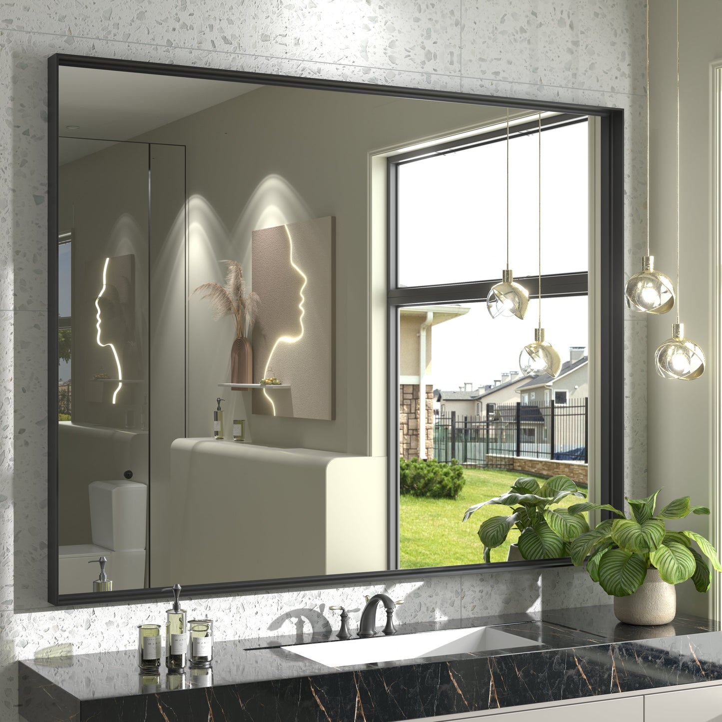 Rectangular Aluminum Alloy Framed Wall Bathroom Vanity Mirror