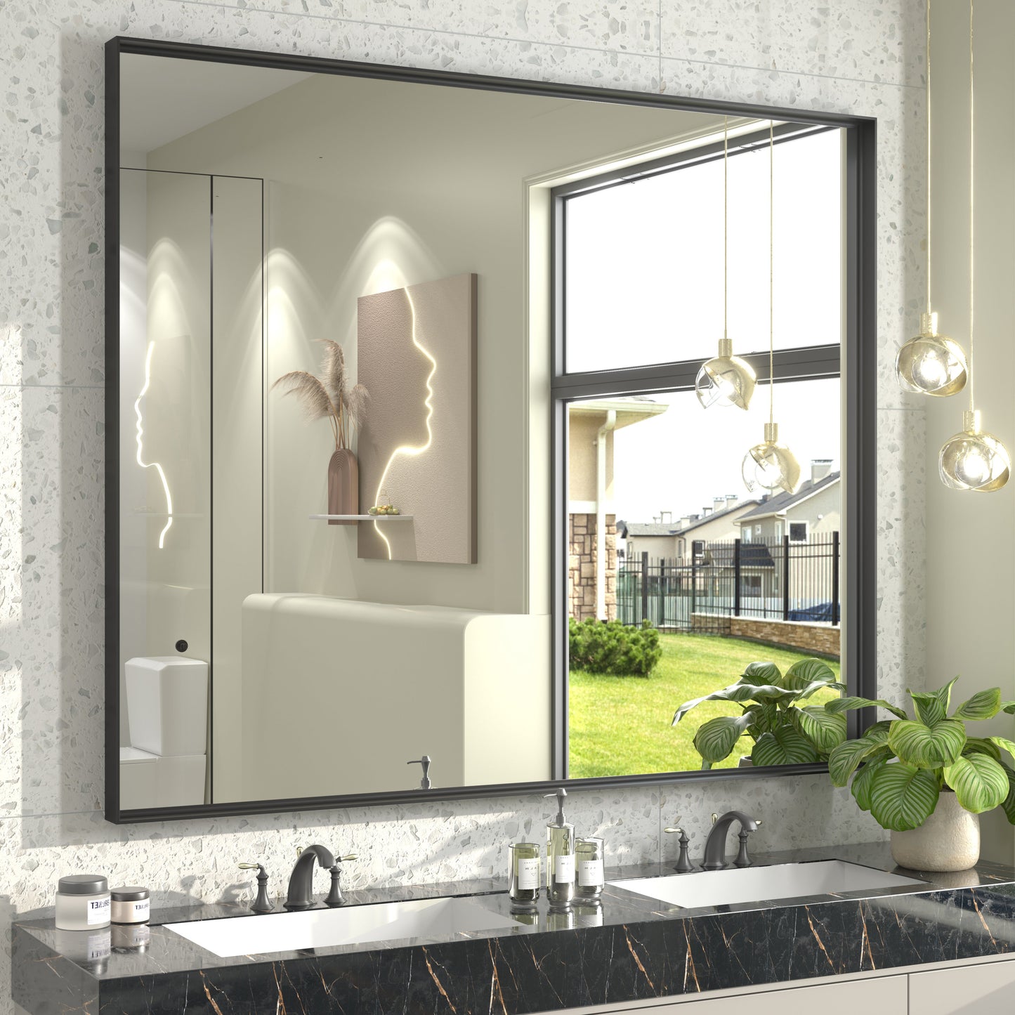 Rectangular Aluminum Alloy Framed Wall Bathroom Vanity Mirror