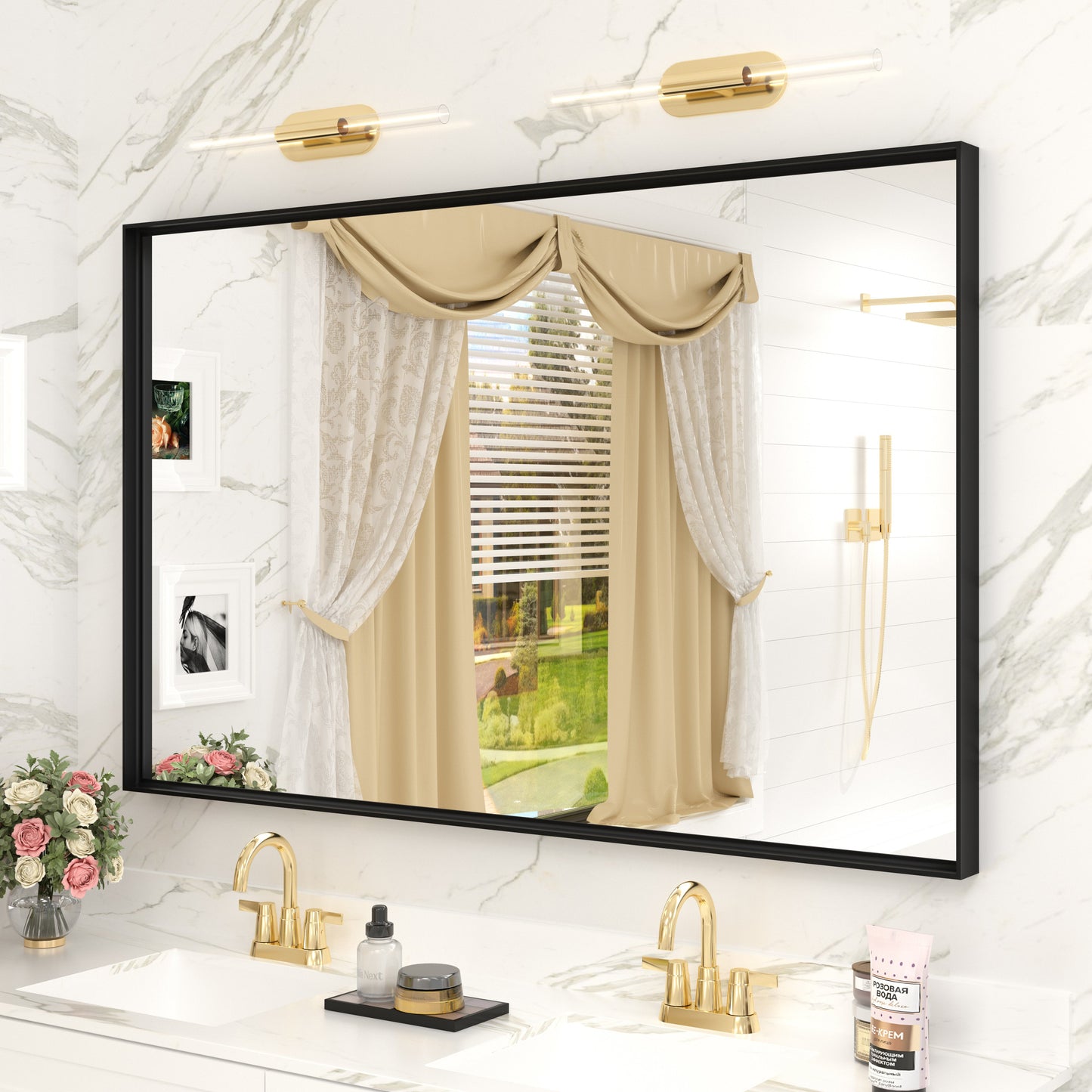 Rectangular Aluminum Alloy Framed Wall Bathroom Vanity Mirror