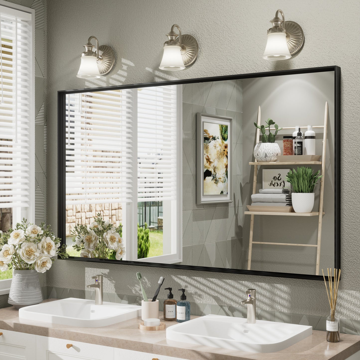 Rectangular Aluminum Alloy Framed Wall Bathroom Vanity Mirror