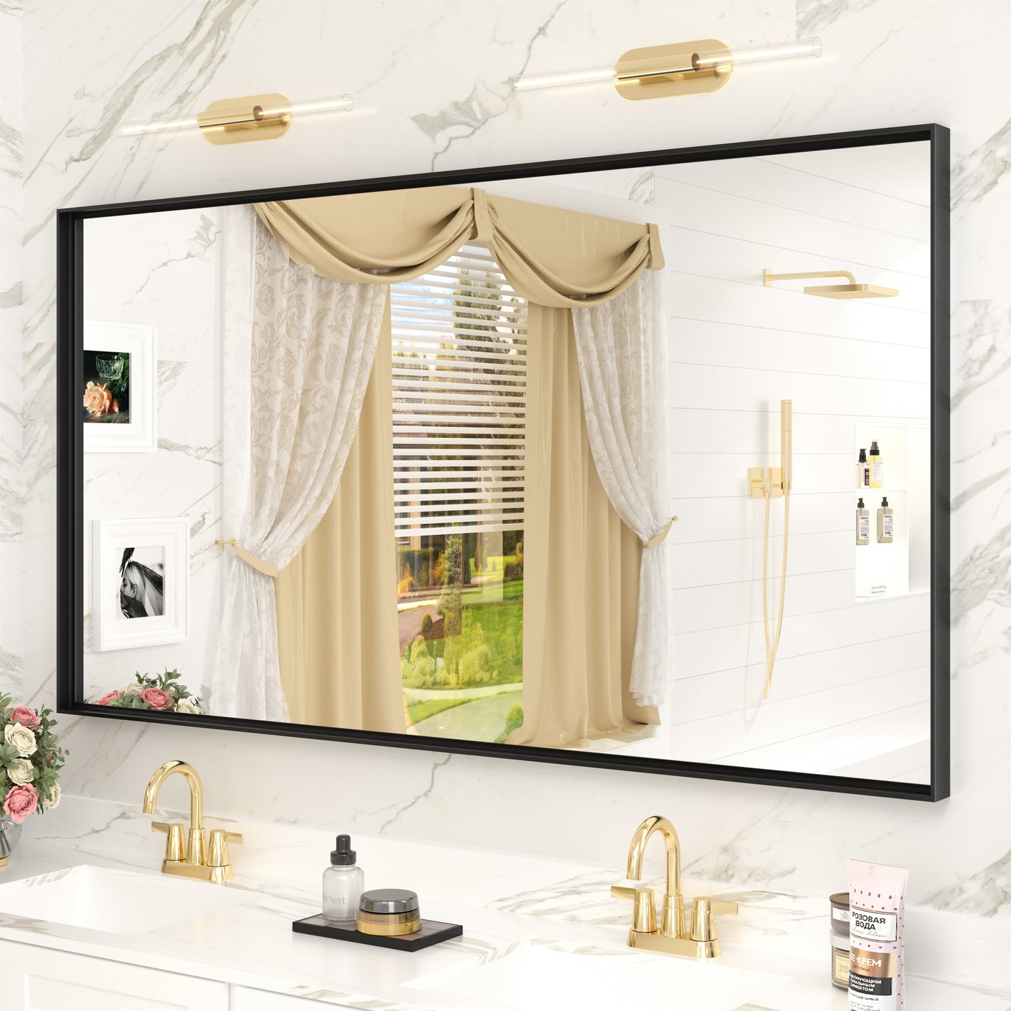Rectangular Aluminum Alloy Framed Wall Bathroom Vanity Mirror