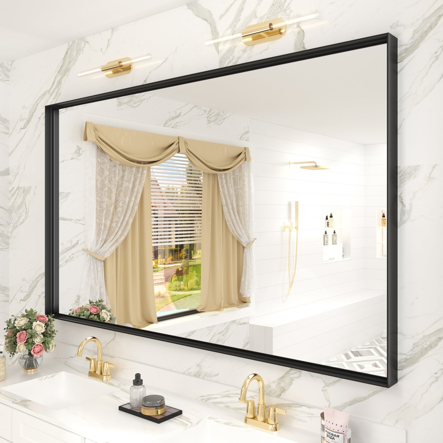 Rectangular Aluminum Alloy Framed Wall Bathroom Vanity Mirror