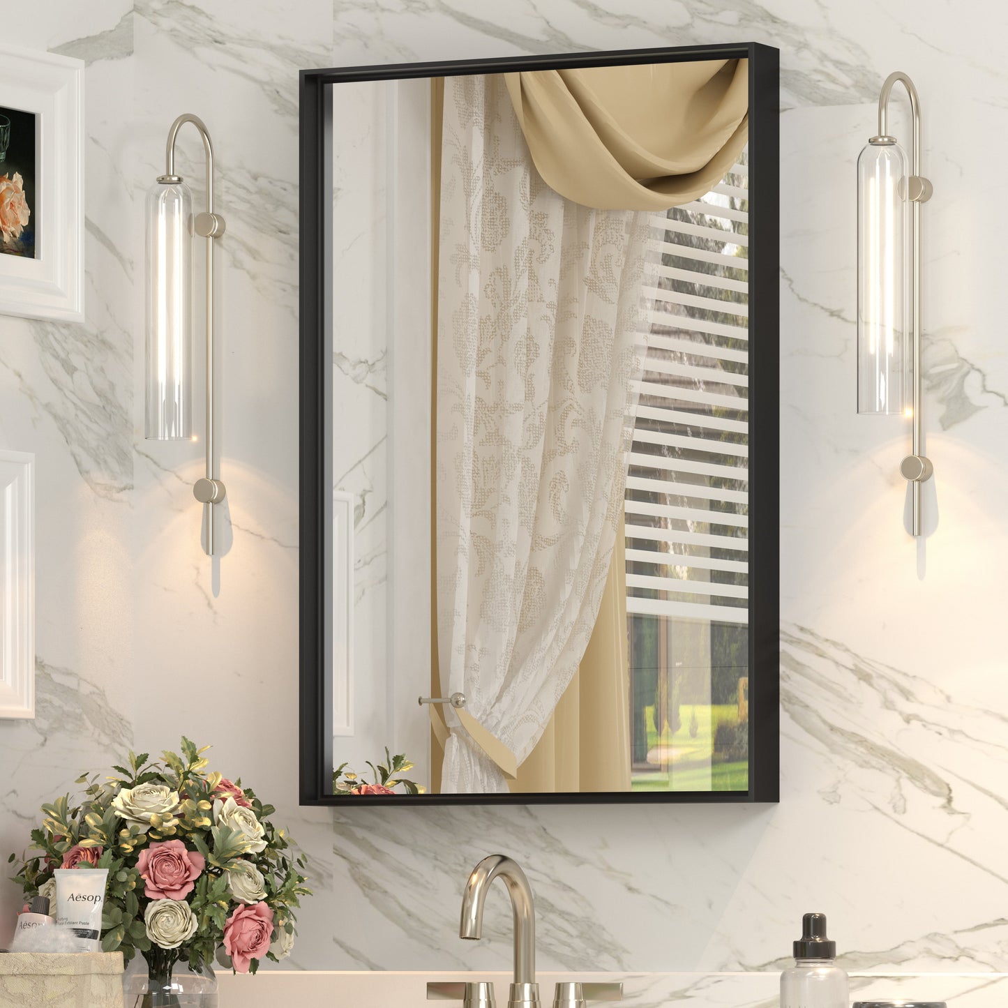 Rectangular Aluminum Alloy Framed Wall Bathroom Vanity Mirror