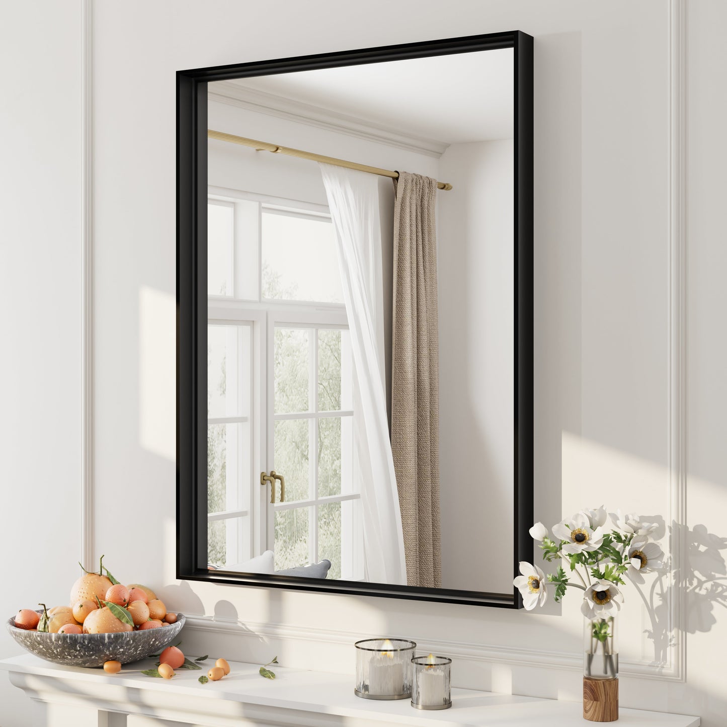 Rectangular Aluminum Alloy Framed Wall Bathroom Vanity Mirror