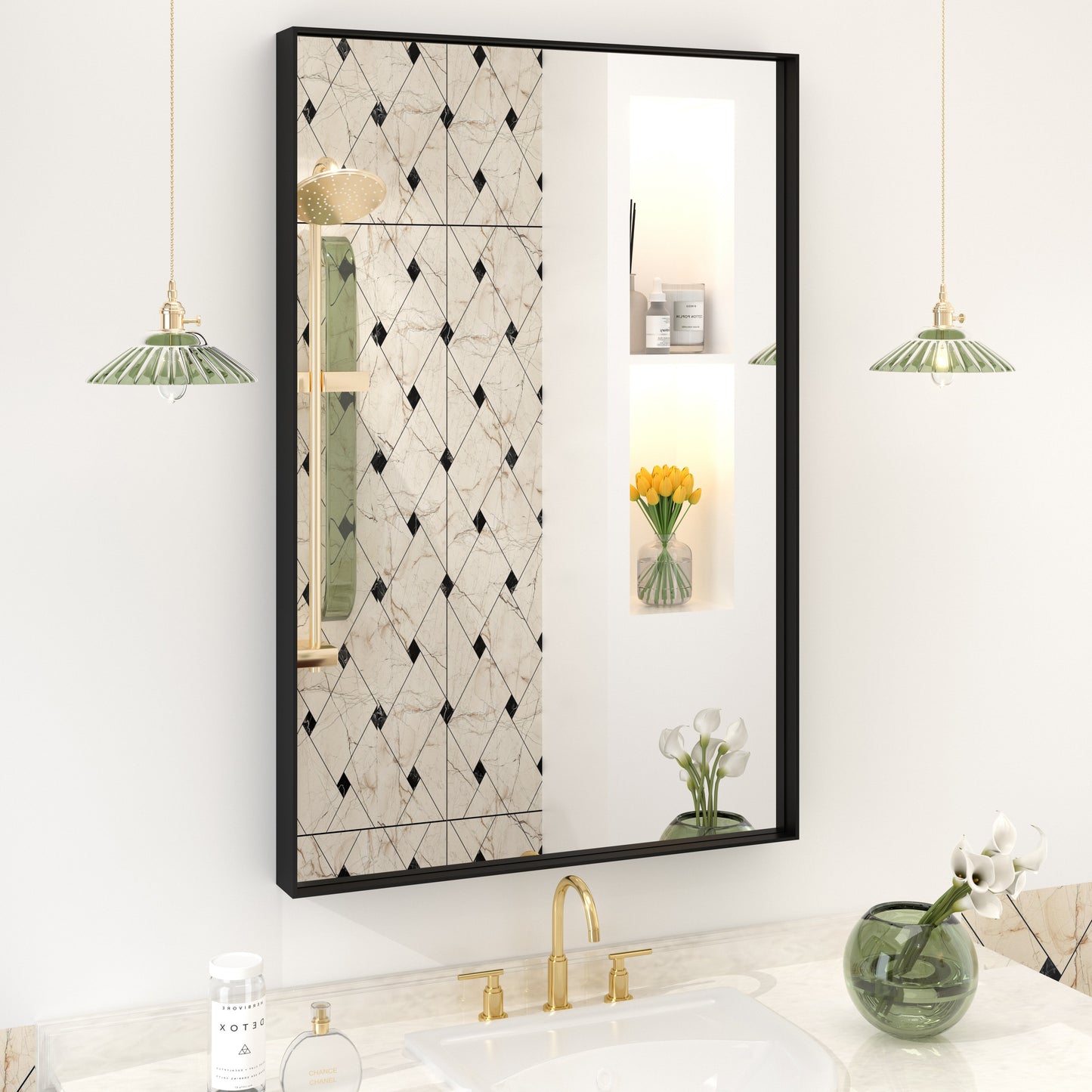 Rectangular Aluminum Alloy Framed Wall Bathroom Vanity Mirror
